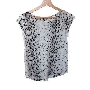 Joie Women's Ivory Silk Animal Print Short Sleeve Blouse XXS Lightweight